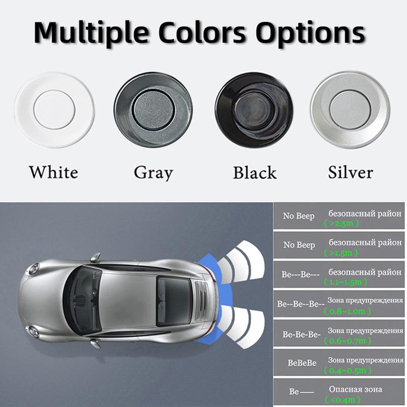 HIPPBQCC Car Parking Sensor Kit Auto Parktronic LCD Display Backlight Reverse Backup Radar Monitor System 4 Sensors 12V 4 Colors