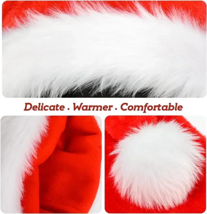 10/1PCS Winter Thickened Christmas Hats for Adults Kids Soft Velvet Plush Santa Claus Caps New Year Party Home Decor Supplies