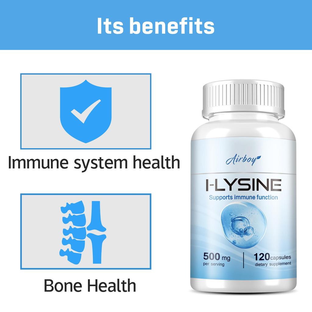 L-Lysine Capsules 500mg-Support Healthy Connective Tissue and Calcium Absorption