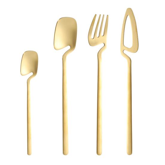 

Набор столовых приборов из 4 предметов из нержавеющей стали с эргономичным дизайном ручек, устойчивый к ржавчине, набор столовых приборов с зеркальной полировкой для домашней кухни