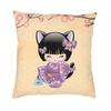 Custom Japanese Girl Sakura Kokeshi Doll Square Throw Pillow Cover Home Decorative 3D Double Side Printing Cushion Cover Room
