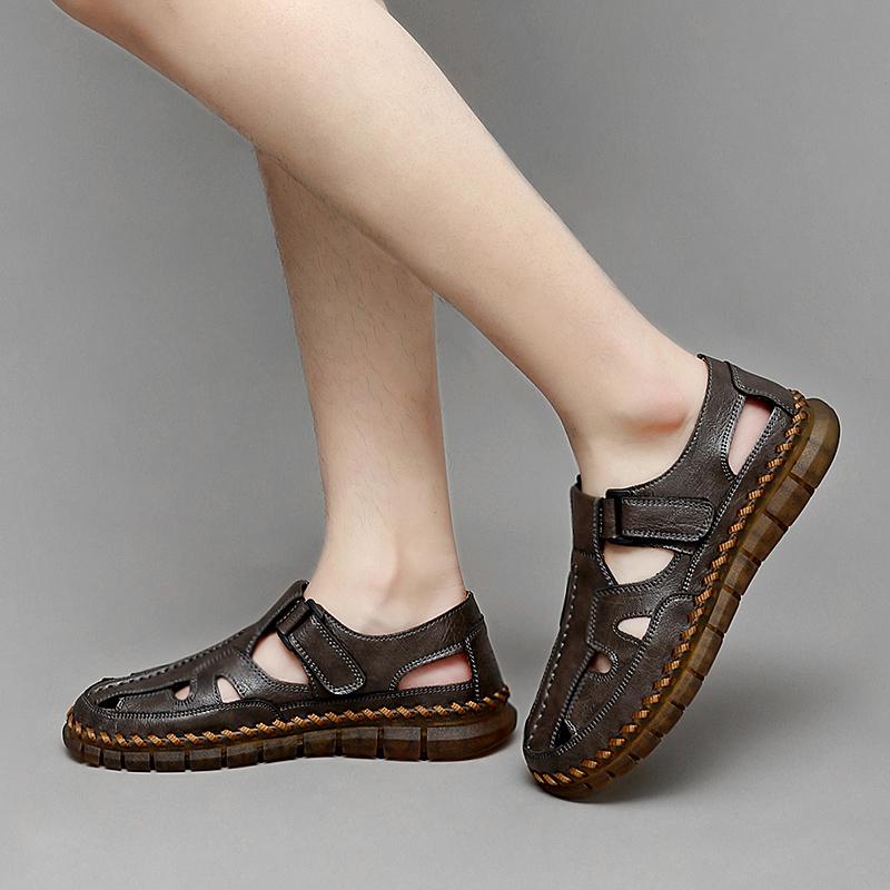 Pánské ručně vyráběné sandály nadměrné velikosti Kožené plážové sandály