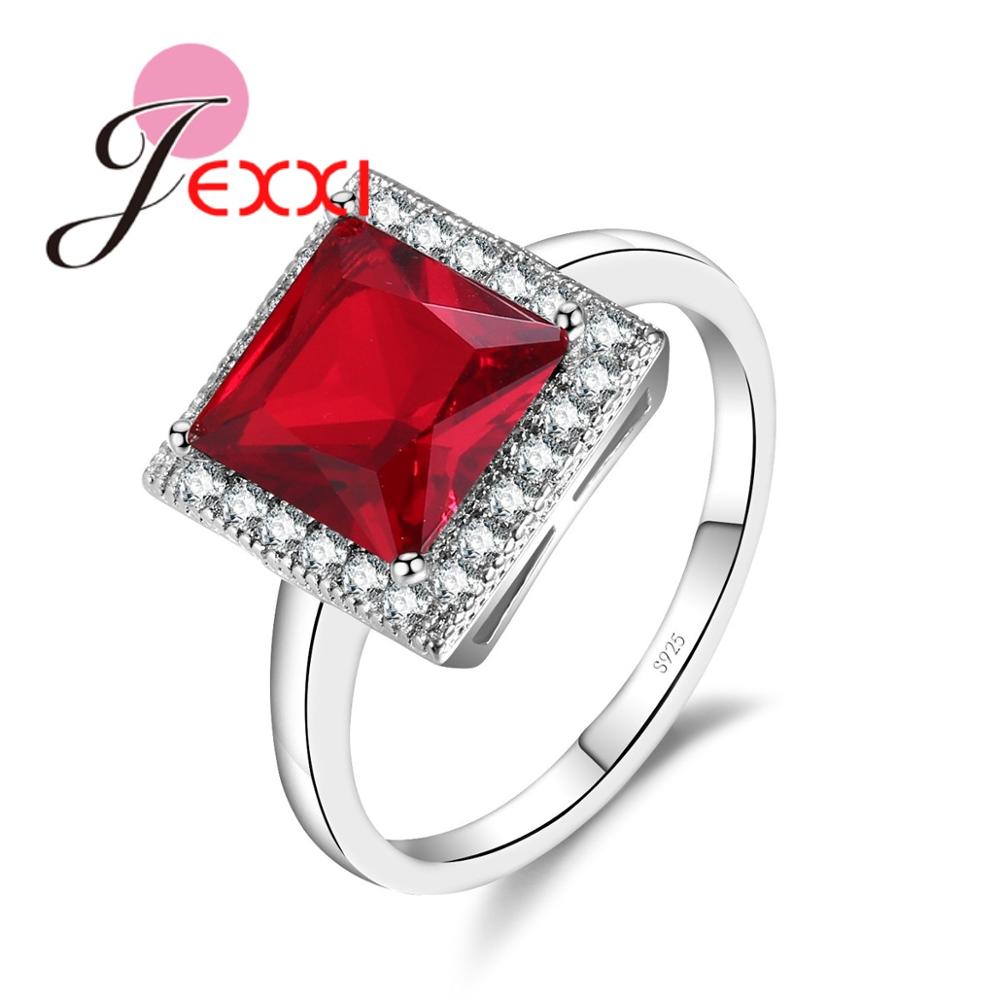 Square Shaped Big CZ Jewelry 925 Sterling Silver Color Color Ring Size 6 7 8 for Fashion Women Popular Engagement Ring Wholesale