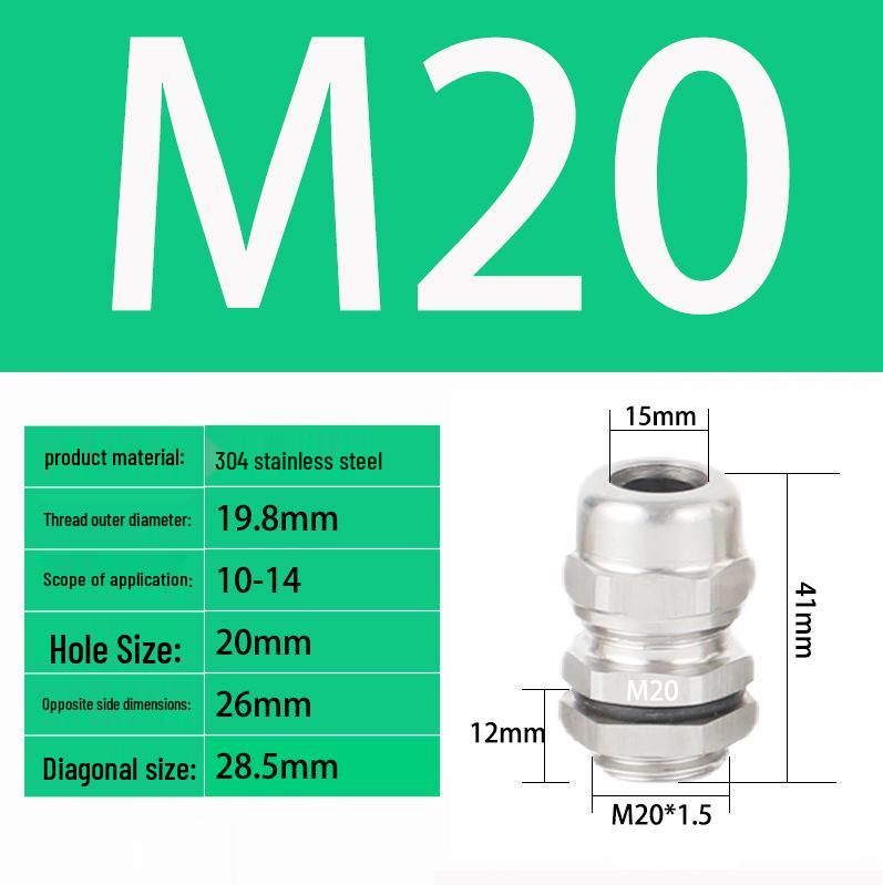 M Series Waterproof Stainless Steel Explosion-Proof Cable Gland and Sealing Connector