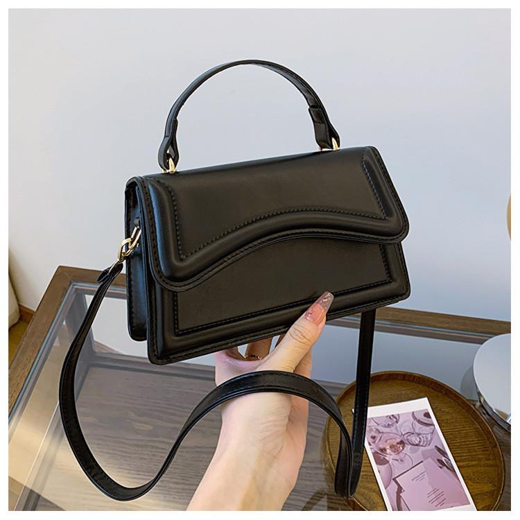 Pu Small Square Bag With Top Flap For Daily Casual Womens Street Style