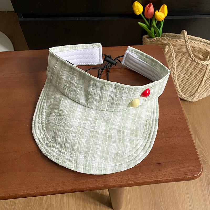 Red Plaid Empty Top Sun Protection Hat Women's Summer UV Protection Foldable Sun Hat Outdoor Travel Sun Hat