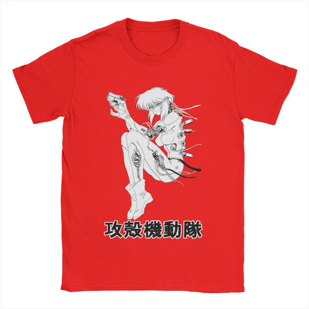 Novelty Motoko Ghost In The Shell T-Shirt Men Round Collar Pure Cotton T Shirts Anime Manga Tees New Arrival Clothes