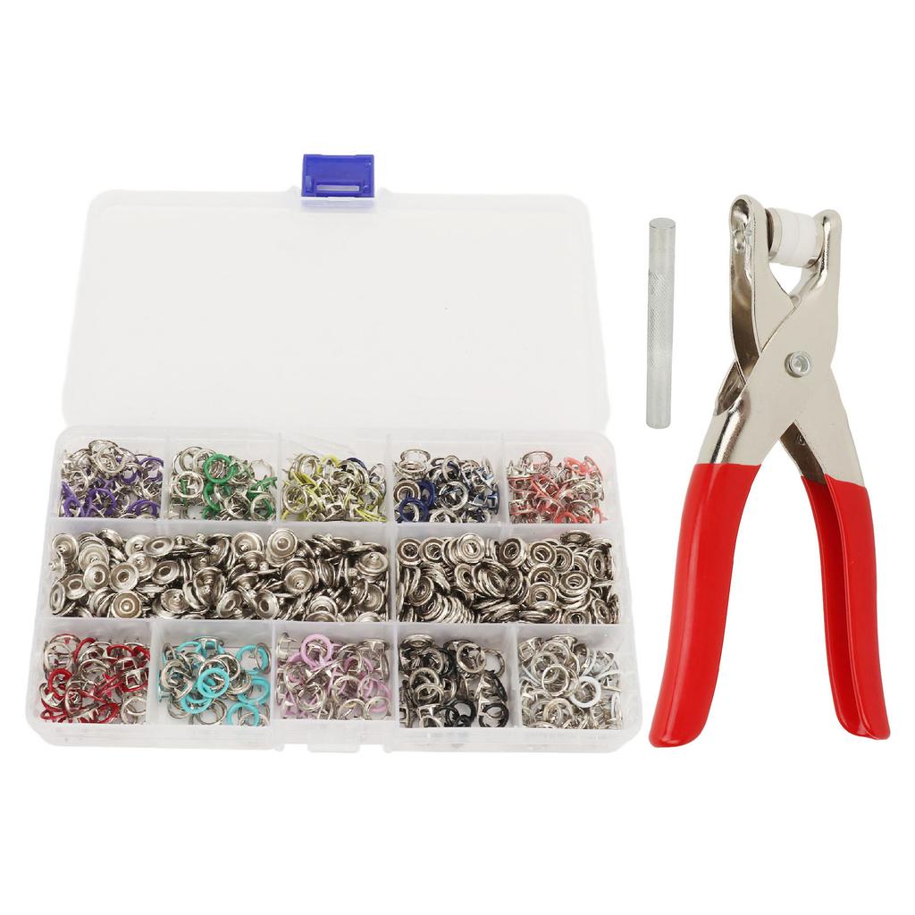 200 Sets Prong Ring Snap Button Kit with Snap Pliers Iron Pole Prevents Rust Iron Snap Fasteners