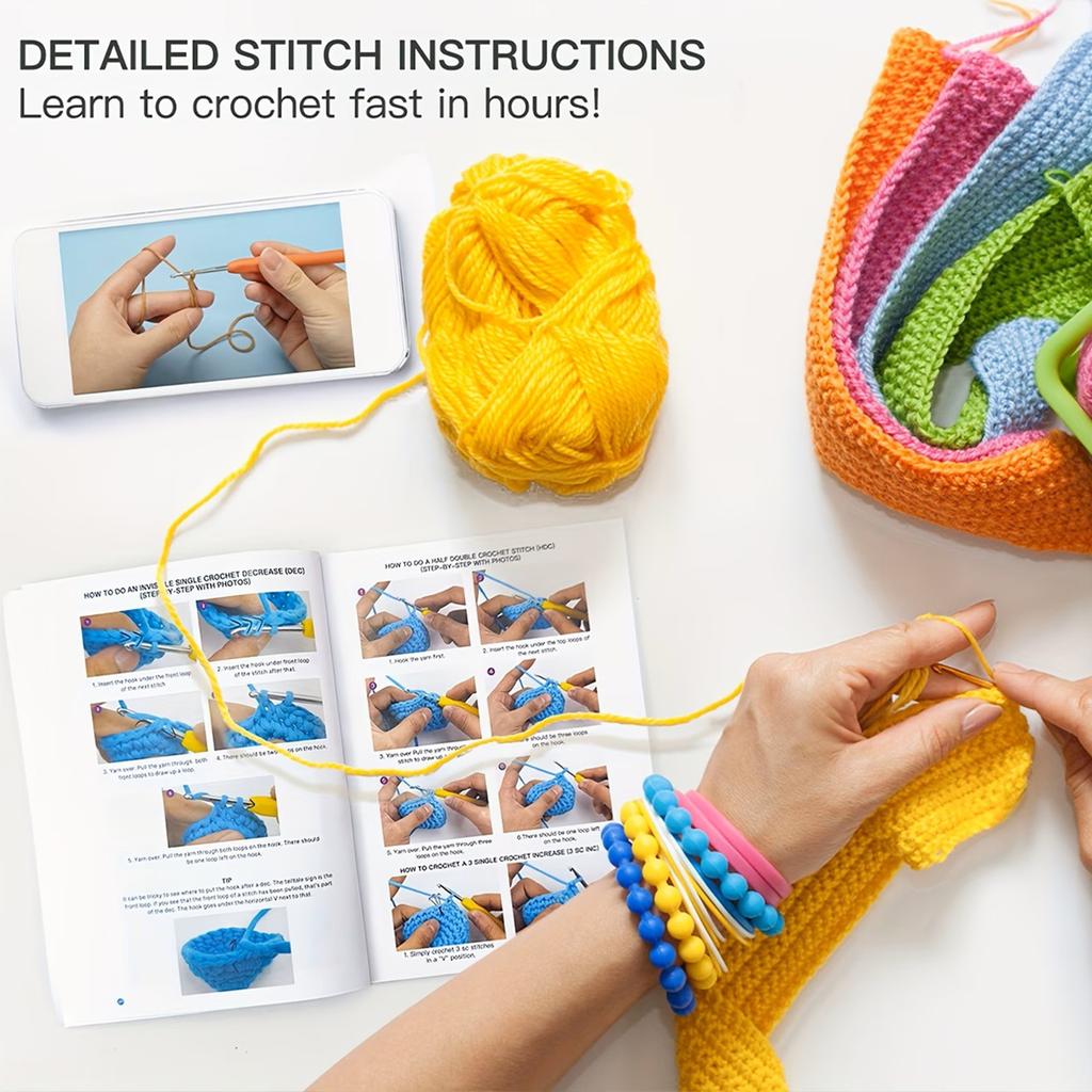 Tabby Cat DIY Easy Arts and Crafts Knitting Kit for Beginners Adults Crocheting Knitting Kit W/ Step-by-Step Tutorials