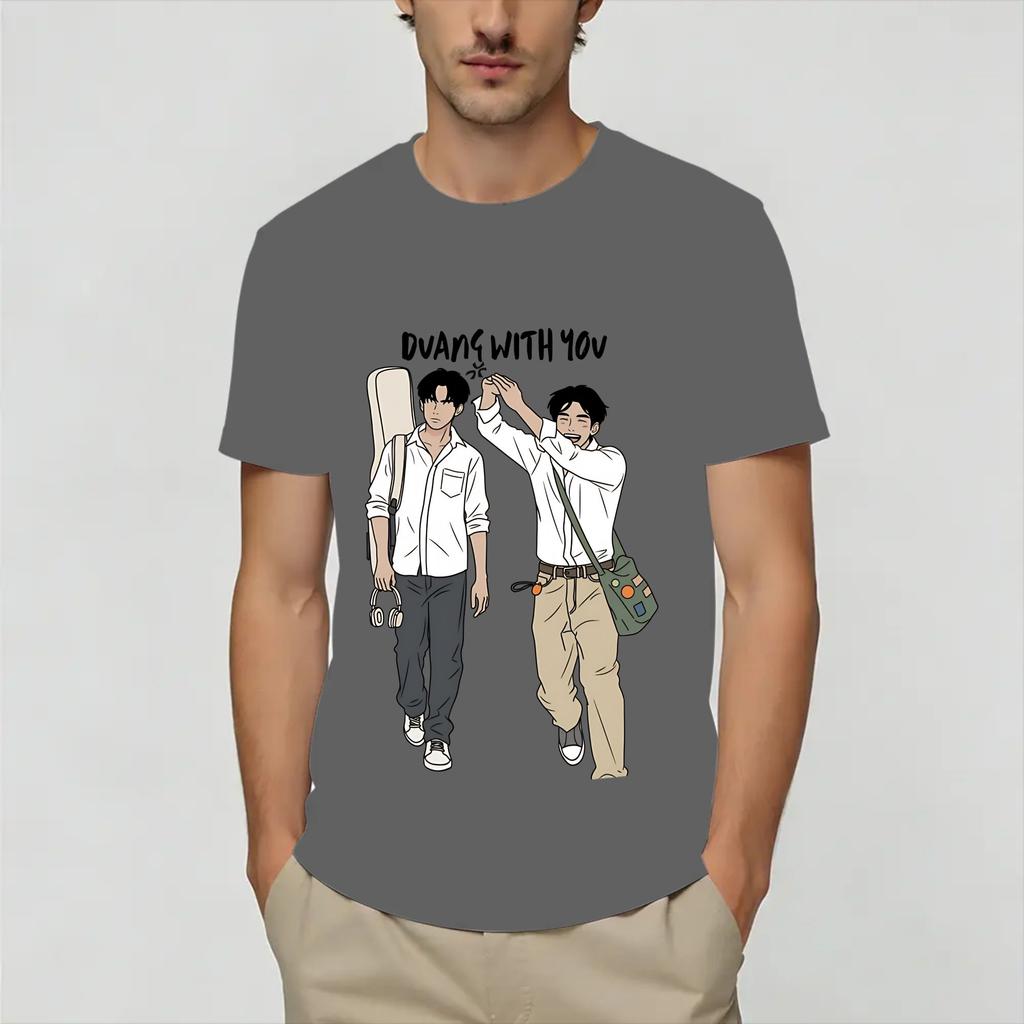 Vintage Duang With You Thai TShirts for Unisex Round Collar Cotton T Shirt Short Sleeve Tees Printed Tops