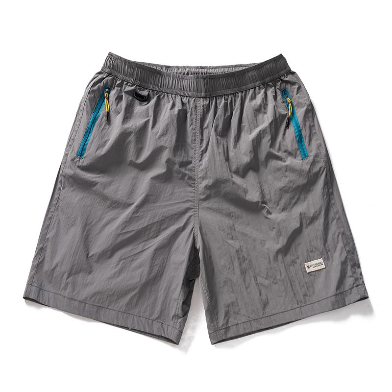 Men's Quick Dry Nylon Athletic Shorts – Elastic Waist Zipper Pocket Shorts for Outdoor Sports & Summer