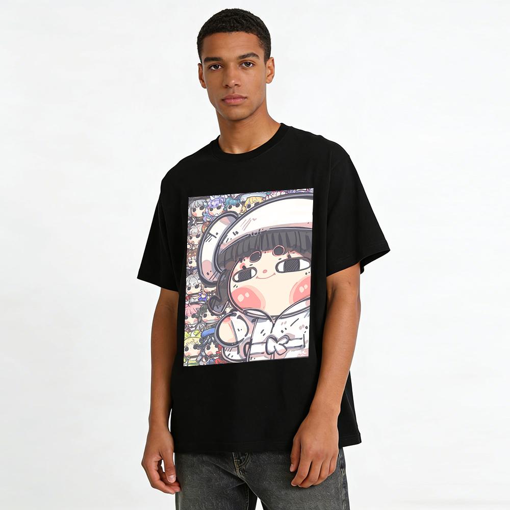 Cute Q Version Sailor Girl Print Casual Top Anime Style Loose Fit T-Shirt For Men And Women Pure cotton T-shirt