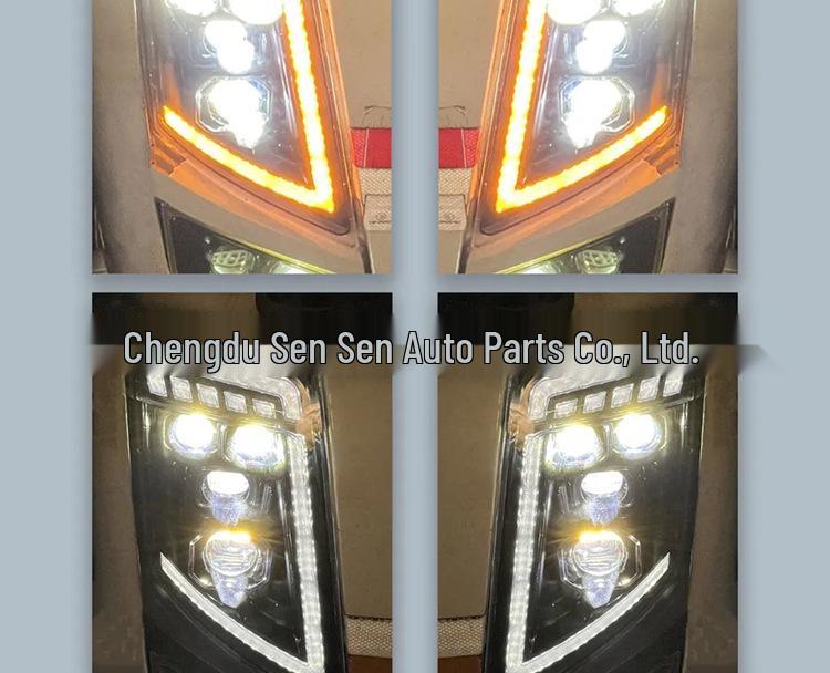 Euro Truck Simulator Volvo FH13 FM3 Full LED Headlight Assembly: Four-Lens with Four Low Beam & Eight High Beam Laser Headlights.
