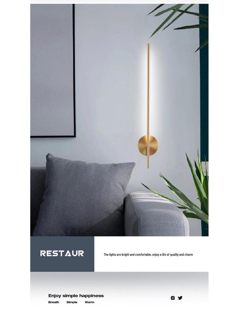 Nordic All-Copper Modern Wall Light for Vanity, Bedside, Living Room, or Aisle.