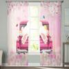 Easter Truck Bunny Butterfly Cherry Blossom Curtains Living Room Voile Curtain Bedroom Tulle Window Drapes Sheer Made Of Polyester Sitting Decor