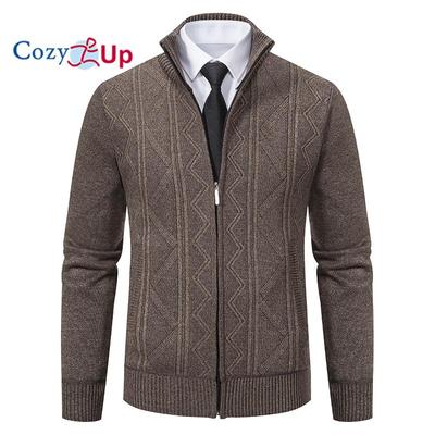 Pánsky sveter na zips Cardigan Slim Fit Kabel Pletený sveter na zips s vreckami