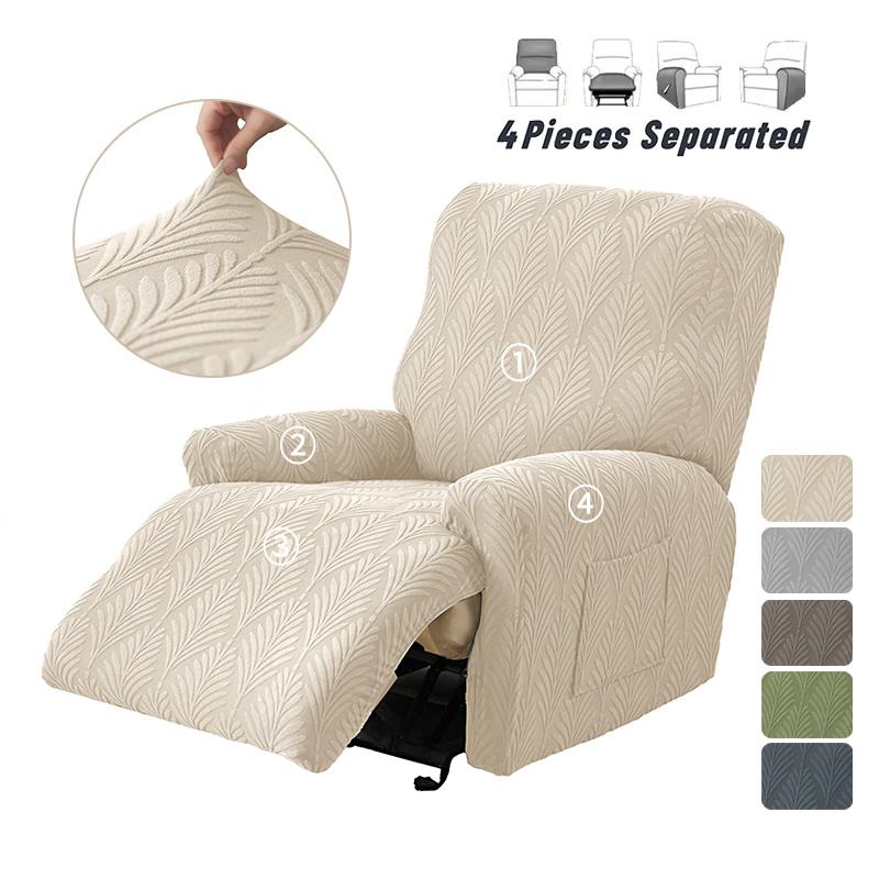 1 Seater Split Recliner Sofa Covers Jacquard Anti-dirty Chair Covers Leaves Relax Lounger Armchair Couch Cover for Living Room
