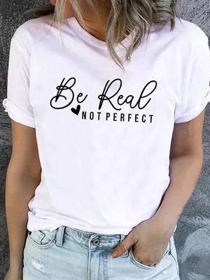 (Asian Size) T Shirt Fashion Female Letter Lovely 90s Graphic Casual Short Sleeve T-shirts Tee Women Print Lady Top Clothing