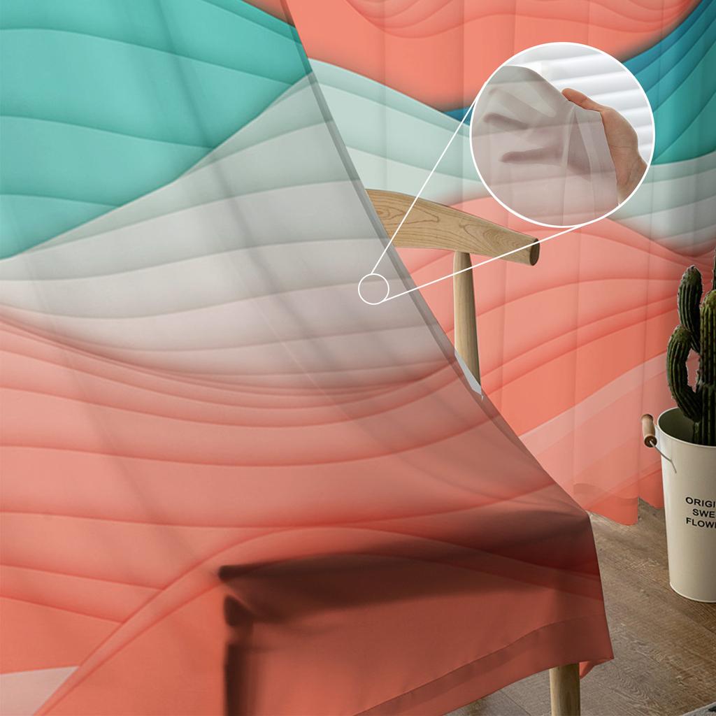 Gradient Geometry Mountain Abstract Sheer Curtains Modern Gauze Curtain for Living Room Bedroom Voile Yarn Curtains
