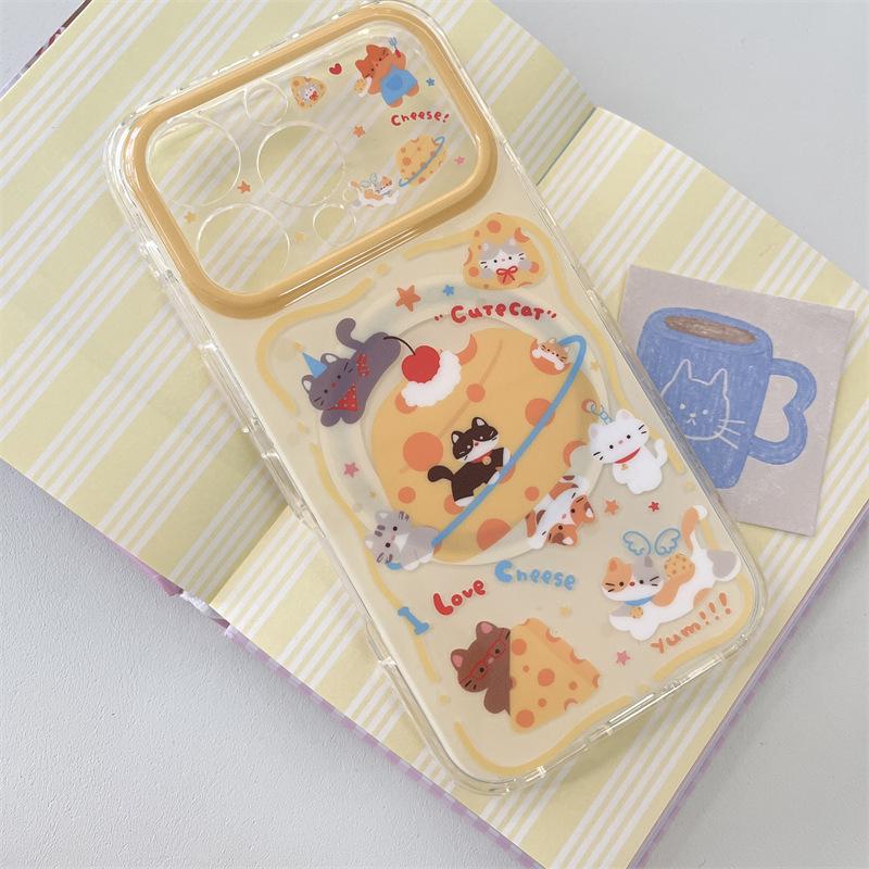 

Adorable Cheese Cat Magnet Phone Holder for iPhone 17 Pro Max Case iPhone 14