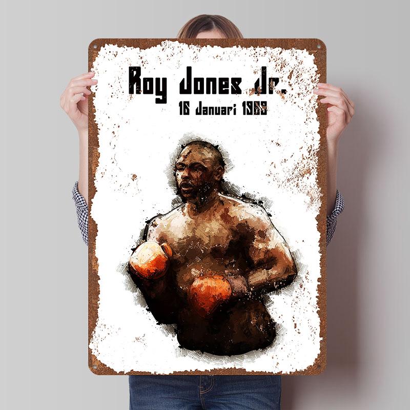 Roy Jones Jr Boxer Metal Posters Custom Vintage Metal Signs Wall Art Retro Tin Plaque for Man Cave Decoration Bedroom Desk Decor