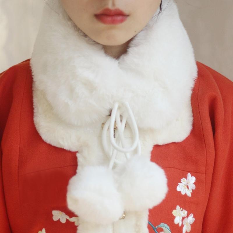 Neck Warmer Scarf Neck Gaiter for Women Girl Hanfu Thicken Warm Scarf