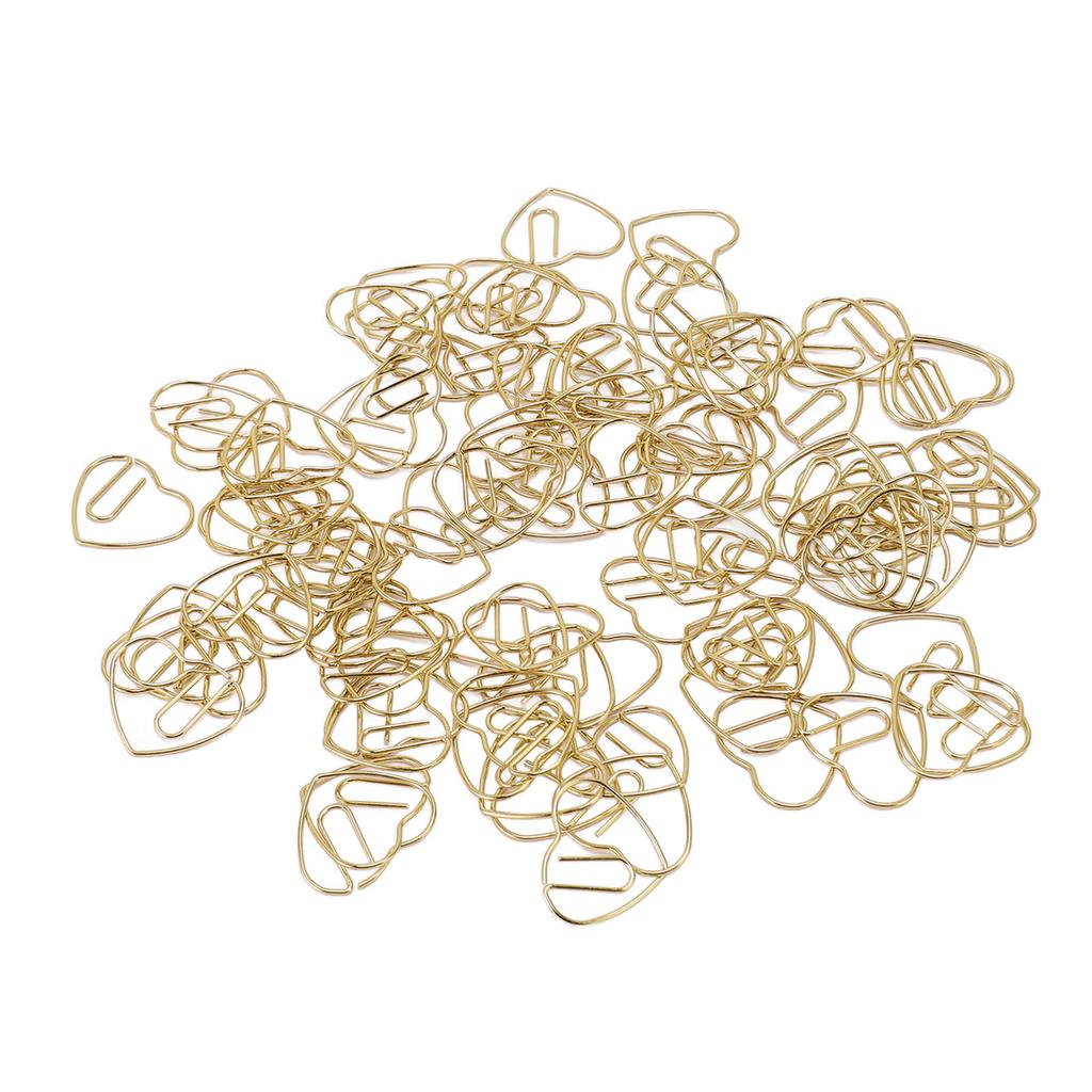 100Pcs Heart Shaped Paper Clips Iron Decorative Paperclips Set with Transparent Box for   School Household