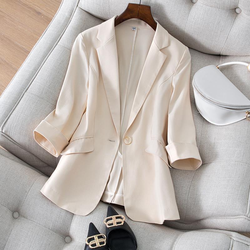 White Korean Slim-Fit Women's Blazer - Spring/Summer 2025