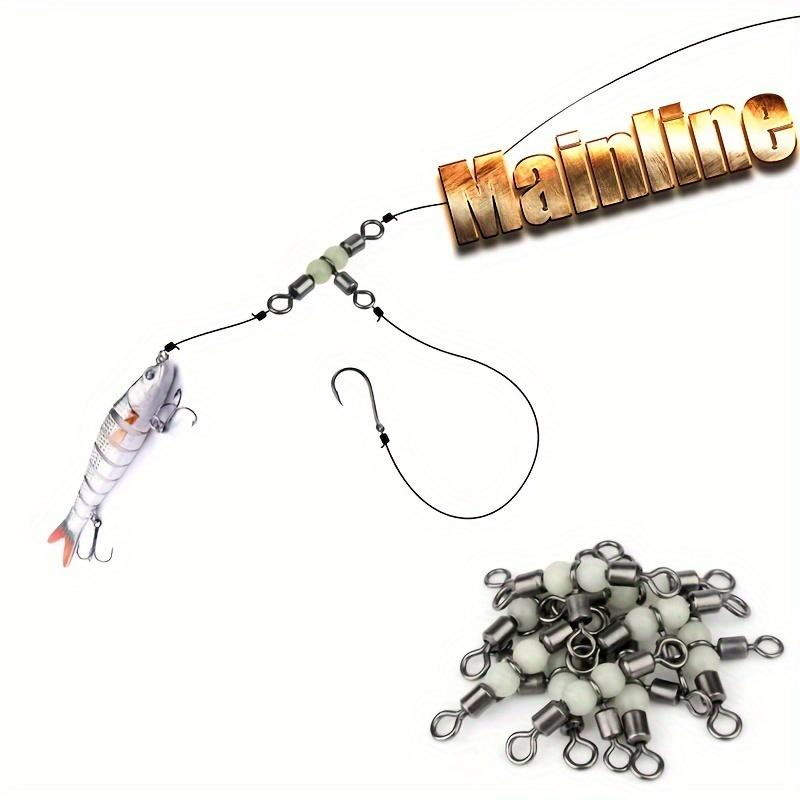 50pcs T-Shaped Fishing Swivel Rings, Copper Line Hook Connectors, Fishing Tackle Accessories