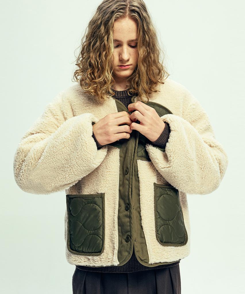 Knd Reversible Quilted & Fleece Liner Jacket Olive Khaki