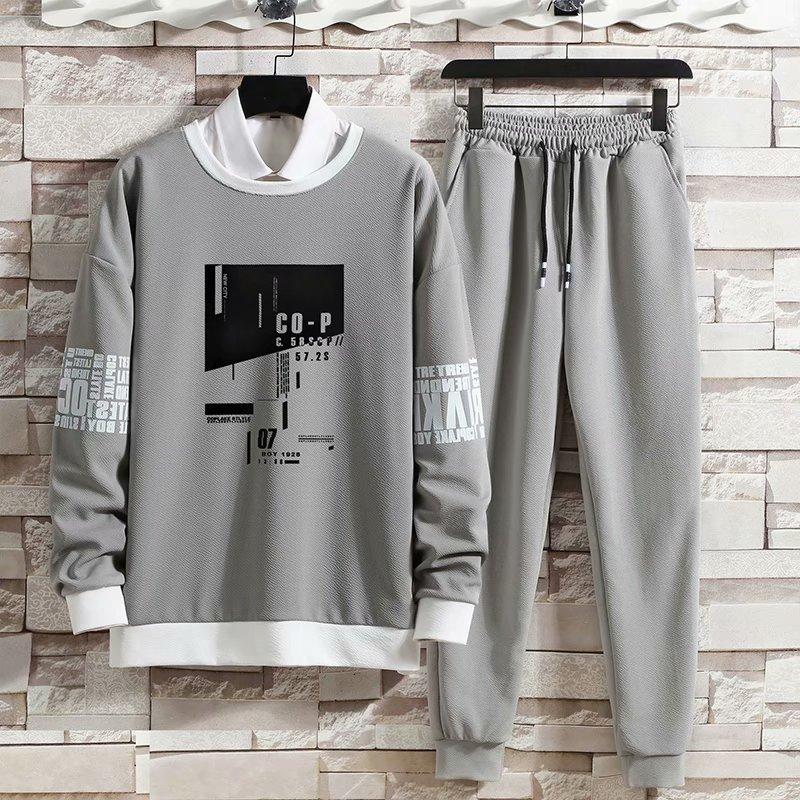 Danmo Frühling Herbst Herren Sets Hip Hop Langarm Print T Shirts + Solide Jogger Casual Hosen Mode 2 Sets Männer Kleidung Sets