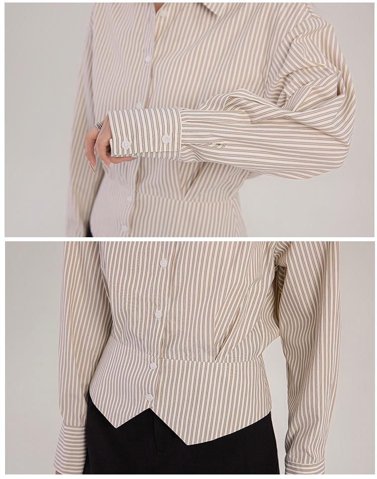 Elegant French Stripe Slimming Blouse - Spring 2026 Professional Women's Top