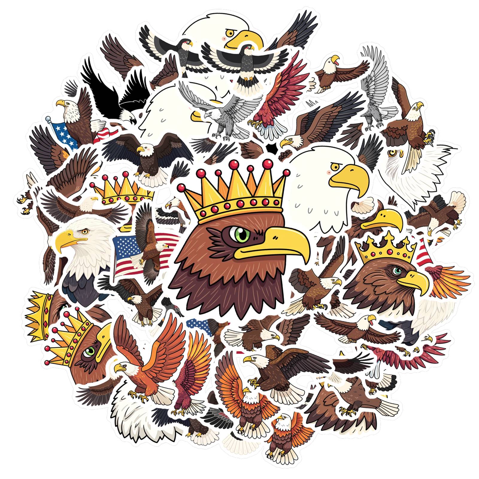 

35pcs Cartoon Eagle Stickers Freedom Graffiti Decals Stickers For Notebook Luggage Mobile Phone Cup Laptop Guitar