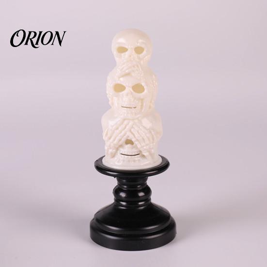 Warm LED Light for Halloween Skull Night Light, Resin Decorative Candle Lamp Battery Operated Room, Haunted House, Unique Tabletop Decoration