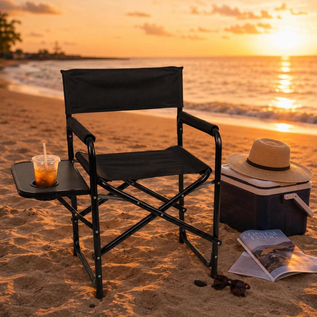 Folding Camping Chair with Side Table Leisure Furniture Sturdy