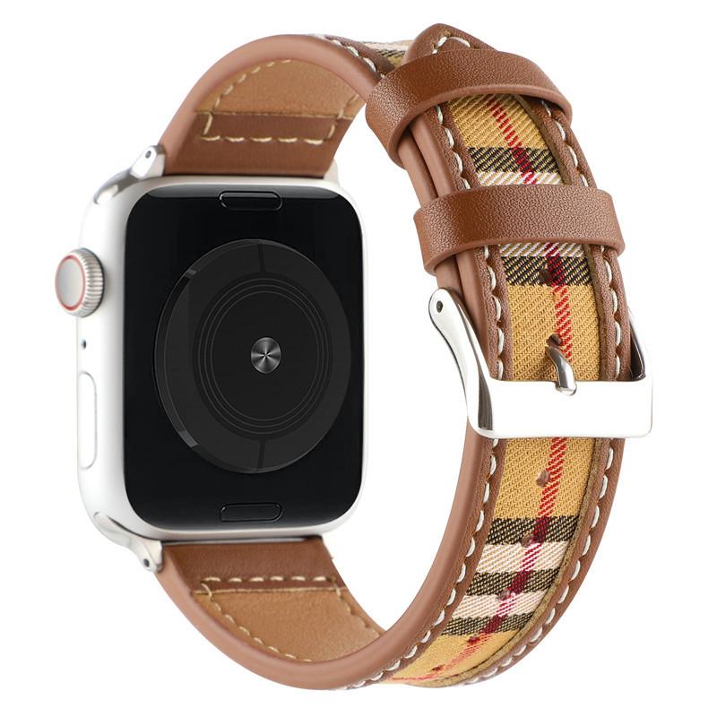 Leather Canvas Plaid Strap for Apple Watch Band Ultra 49mm 44mm 41mm 45mm40mm  Accessories Iwatch Series 9 8 6 7 SE Women's