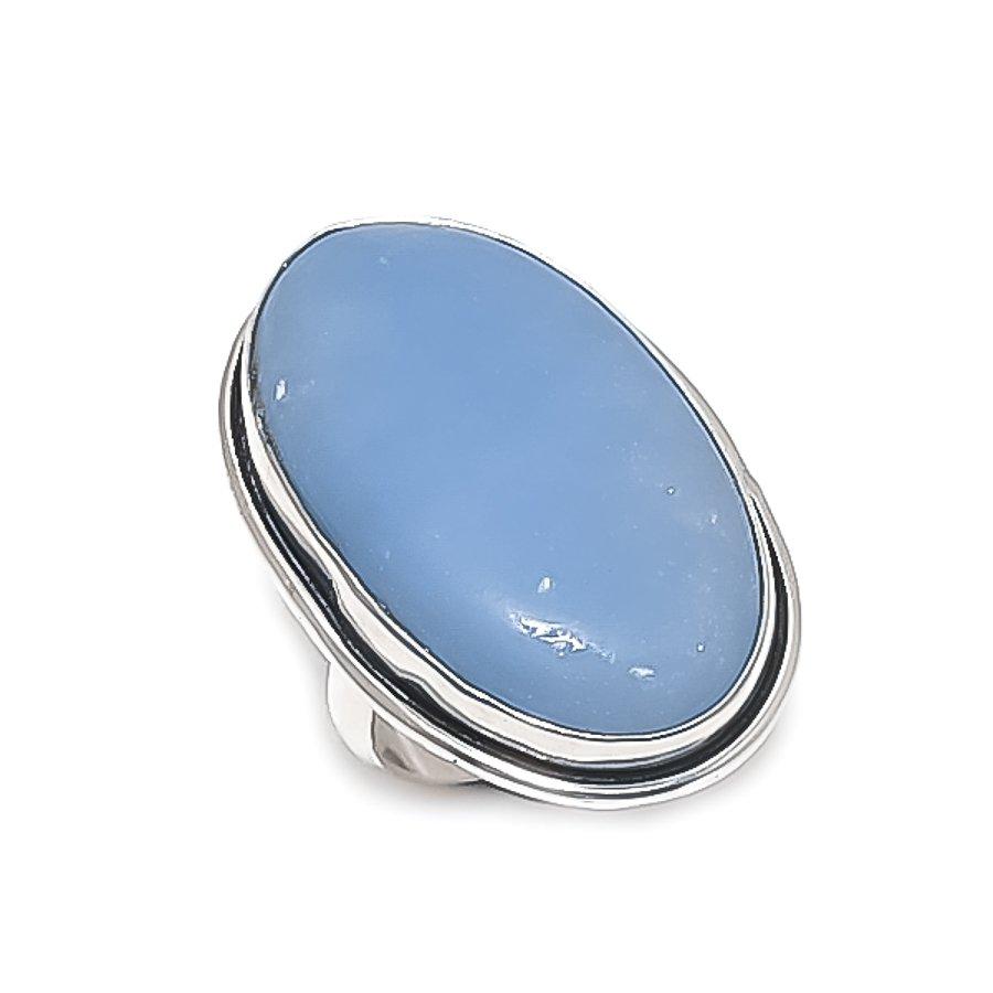 

Натуральный камень Ангелит Драгоценный камень Ювелирное изделие Кольцо из стерлингового серебра 925 пробы Размер 8 Z7J87