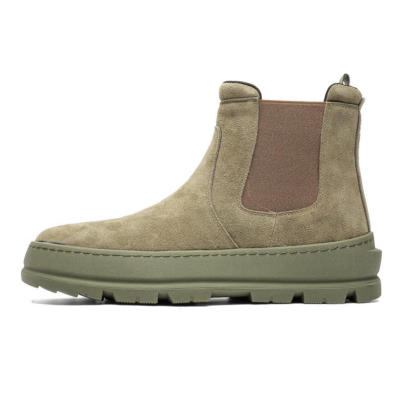 3396 Chelsea boots for men and women couples autumn and winter retro leather platform Martin boots medium boots for women