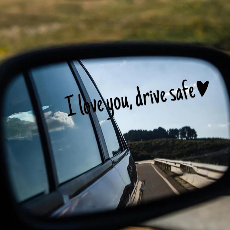 Car Mirror Stickers Car Window Decals For Women I Love You Drive Safe Waterproof Letters Emblem Labels For Window Bumper