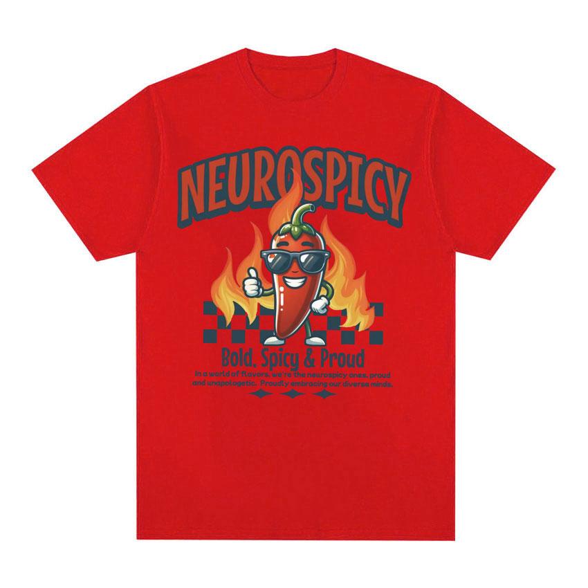 Neurospicy Funny Chili T Shirt Autism ADHD Dyslexia Actually Autistic Meme Tee Shirt Unisex s Women Casual Cotton Oversized T-shirt S