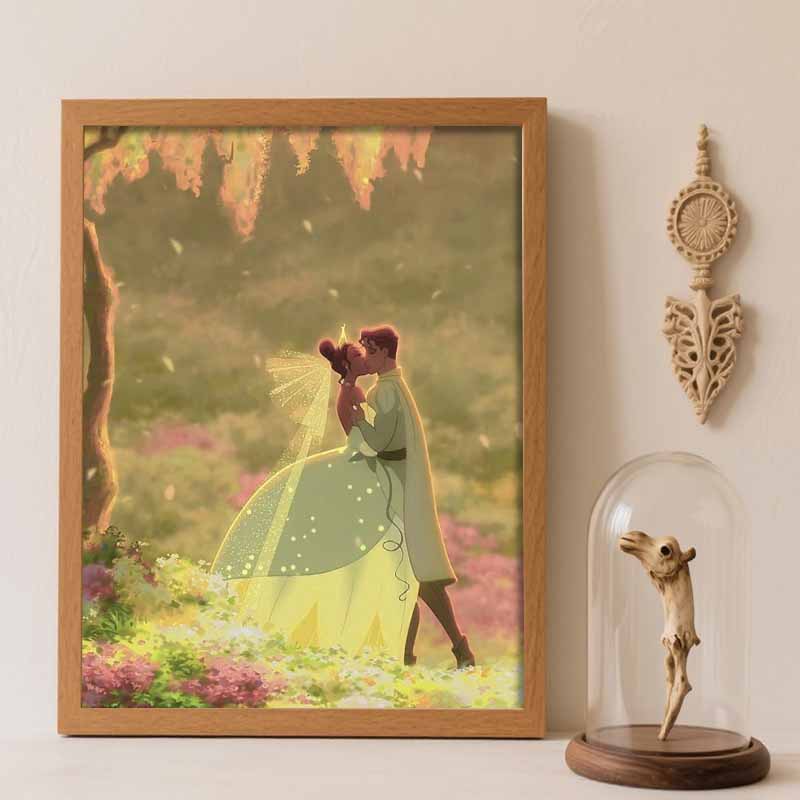 Disney Diamond Art Painting Kit, suitable for adults and beginners, romantic royal kiss glitter painting craft, home wall decoration, handmade gift Round 20x30cm