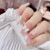 24Pcs Pink Silver Glitter Diamond Fake Nails Long Ballerina Press On Nails Reusable False Nail Tips Set