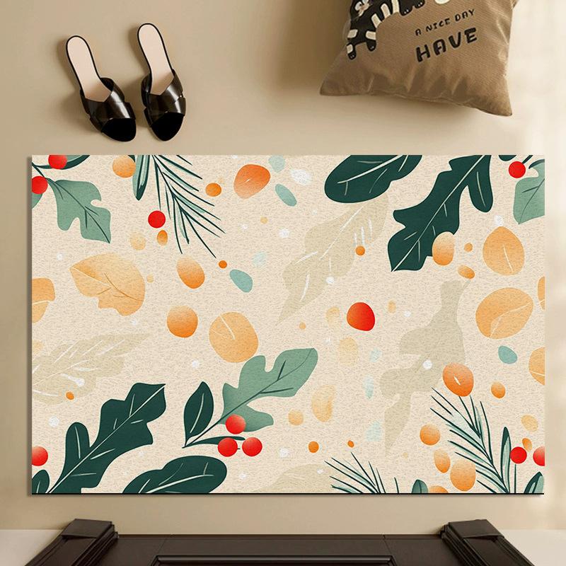 Entry Mat Entry Mat New Christmas Carpet Home Anti-slip and Dirt Can Be Cut Silk Ring Foot Mat