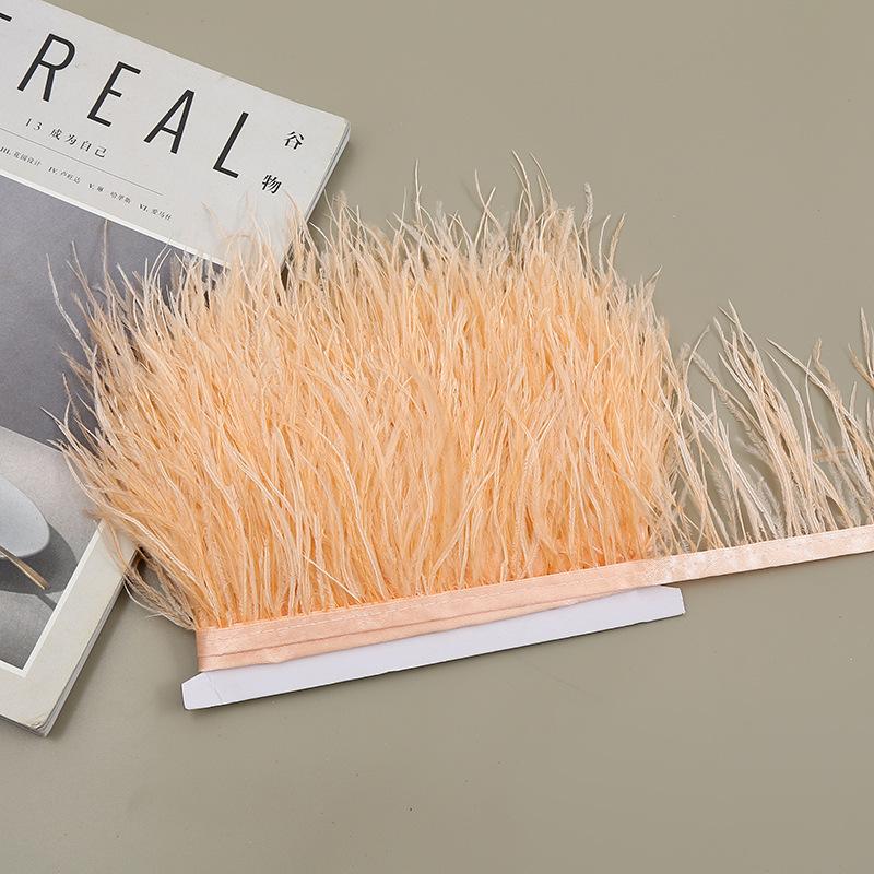 Color 8-10 Cm Ostrich Hair Cloth Edge Clothing Cuffs Hem Ostrich Feather Strips Cloth With Accessories Lace