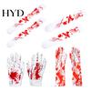 Holiday Party Atmosphere Supplies Halloween Horror Gloves, Creepy Red Hand Cosplay Prop for Party, Creative Decorations Spooky Costume Accessory