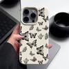 Černý pouzdro na telefon s potiskem motýlů, odolné proti nárazům, pro iPhone 16 16E 15 Pro 14 Pro Max 13 12 11, TPU měkký matný zadní kryt proti pádu