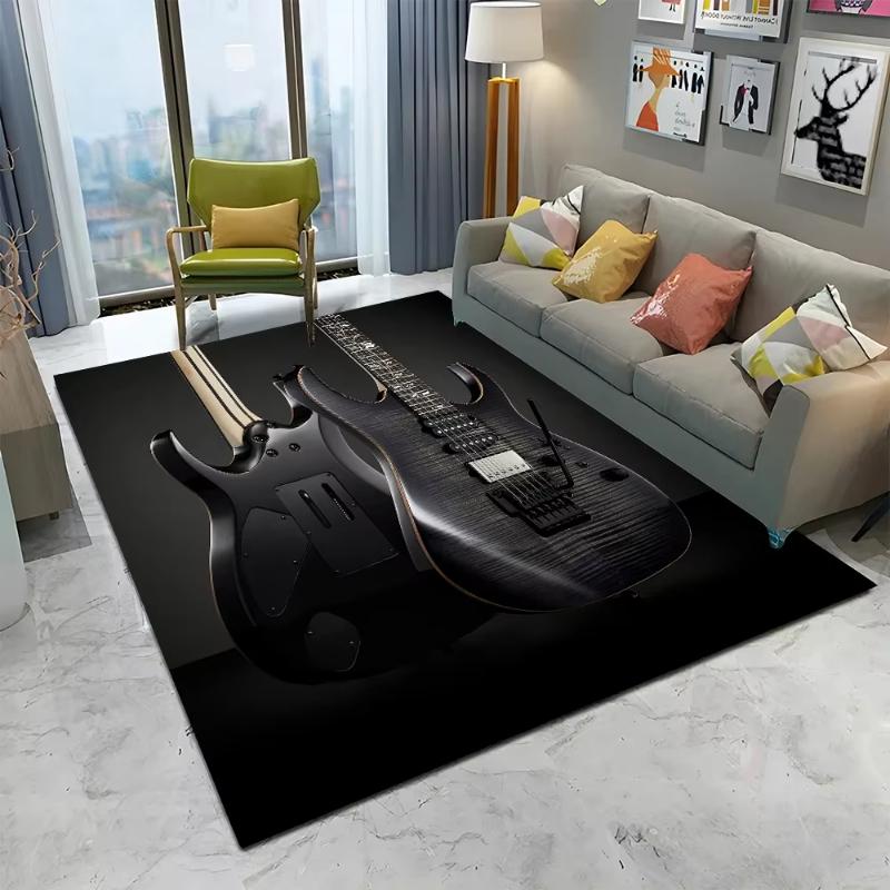Electric Guitar Carpet Living Room Bedroom Music Room Rug Cool Teen Decor Non Slip Floor Mat Home Doormat Gift