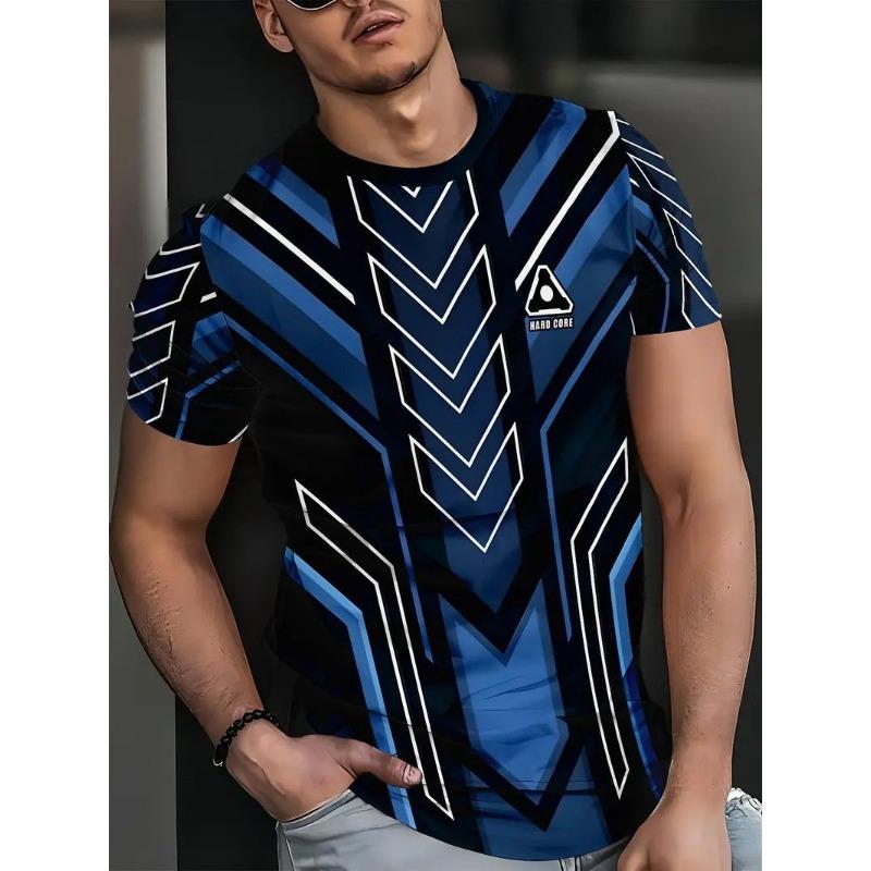 Summer Men Fashion T-shirt Fashion Harajuku 3D Printed Geometric Pattern T-shirt Casual Comfortable Short Sleeved Top