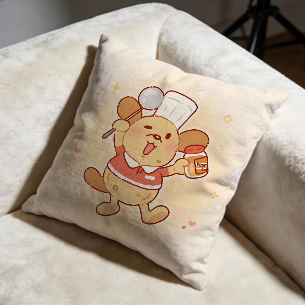 Peanut Dog Cushion Cover Soft Decorative Pillow Case Suitable for Bedroom Sofa Car Travel Use