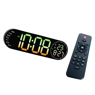 Large Digital Wall Clock with Remote Control Big LED/Double Alarm/Adjustable Brightness Color Digital Alarm Clock A0KF
